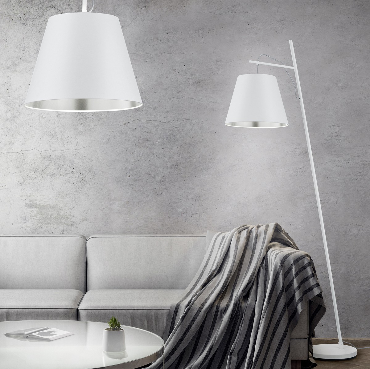 66,95 € Free Shipping | Floor lamp Trio Andreus 180×35 cm. Metal casting. White Color