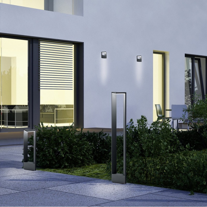 175,95 € Free Shipping | Luminous beacon Trio Ganges 9W 3000K Warm light. 100×17 cm. Vertical pole luminaire. Integrated LED Terrace and garden. Modern Style. Cast aluminum. Anthracite Color