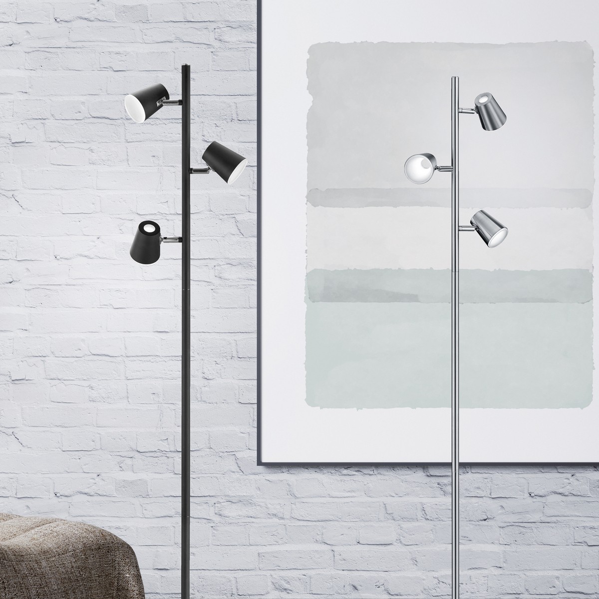 129,95 € Spedizione Gratuita | Lampada da pavimento Trio Narcos 4.8W 3000K Luce calda. 154×28 cm. LED integrato. Funzione touch Metallo. Colore nichel opaco