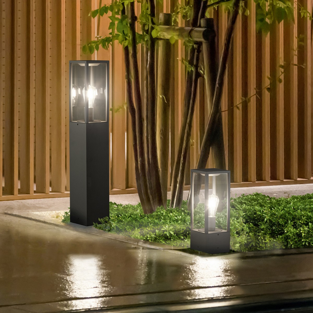 54,95 € Free Shipping | Luminous beacon Trio Garonne 40×14 cm. Vertical pole luminaire Cast aluminum. Anthracite Color