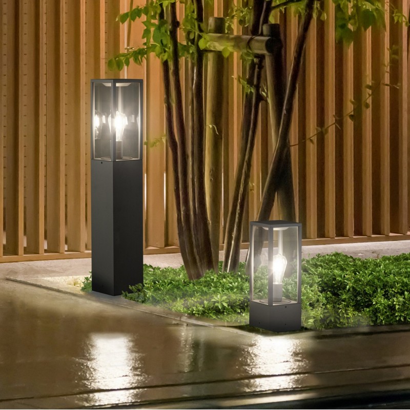 56,95 € Free Shipping | Luminous beacon Trio Garonne 40×14 cm. Vertical pole luminaire Terrace and garden. Modern Style. Cast aluminum. Anthracite Color