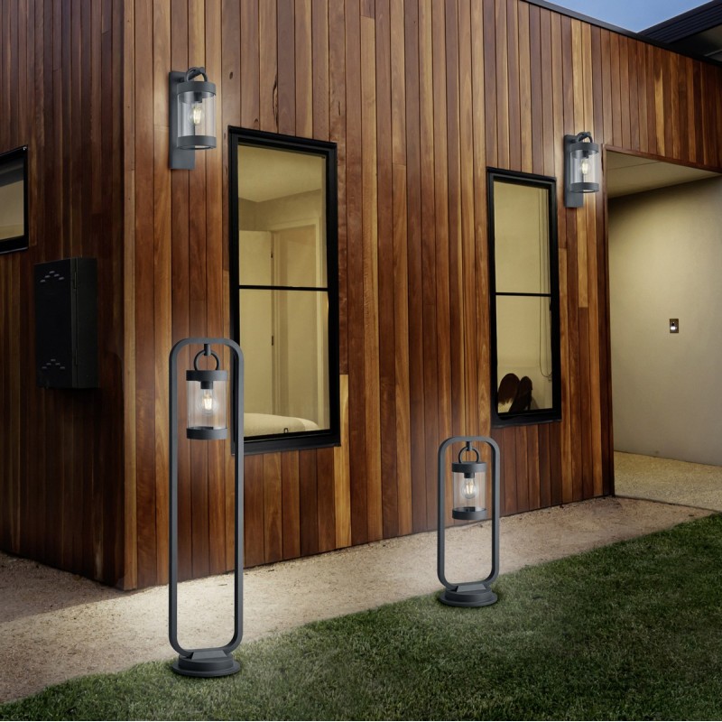 116,95 € Free Shipping | Luminous beacon Trio Sambesi 60×23 cm. Vertical pole luminaire. Darkness sensing Terrace and garden. Modern Style. Cast aluminum. Anthracite Color