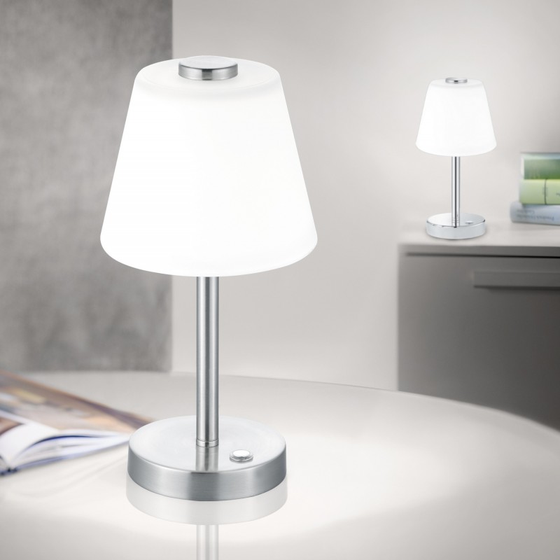 41,95 € Free Shipping | Table lamp Trio Emerald 4W 3000K Warm light. Ø 15 cm. Integrated LED. Touch function Living room and bedroom. Modern Style. Metal casting. Matt nickel Color