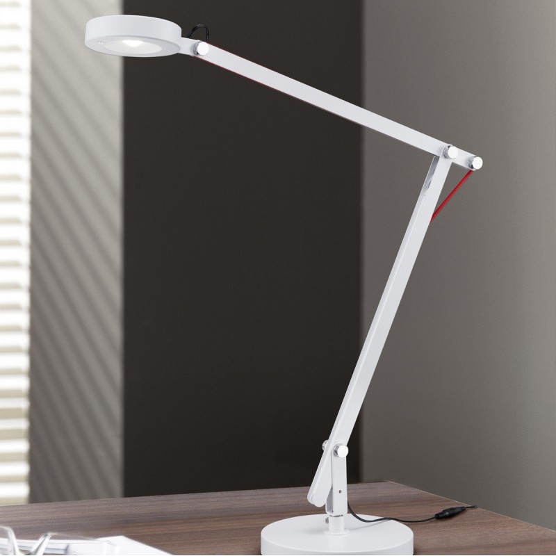 79,95 € Free Shipping | Table lamp Trio Amsterdam 5W 3000K Warm light. 90×18 cm. Adjustable height. Integrated LED. Directional light Living room, bedroom and office. Modern Style. Metal casting. White Color