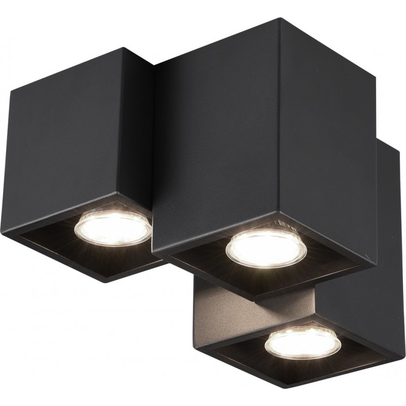 66,95 € Free Shipping | Indoor spotlight Trio Fernando Cubic Shape 23×20 cm. Living room and bedroom. Modern Style. Metal casting. Black Color