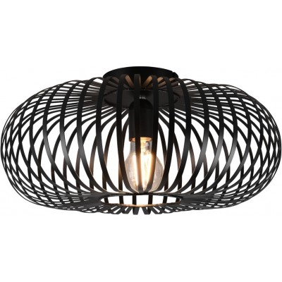 73,95 € Free Shipping | Ceiling lamp Trio Johann Cylindrical Shape Ø 40 cm. Living room and bedroom. Vintage Style. Metal casting. Black Color