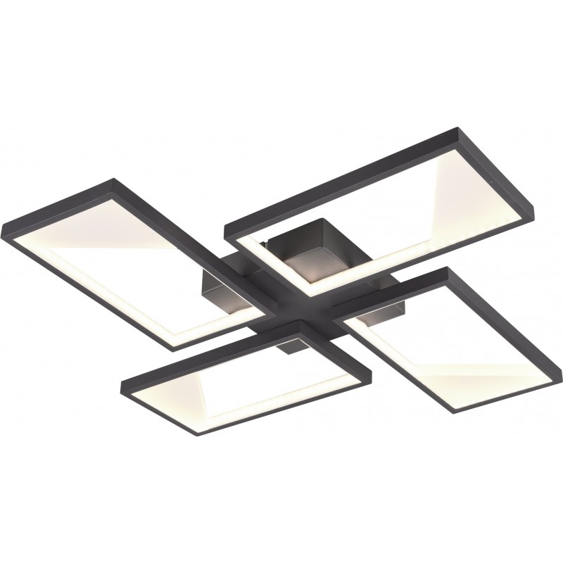 122,95 € Free Shipping | Ceiling lamp Trio Cafu 28W 3000K Warm light. 54×54 cm. Integrated LED. Ceiling and wall mounting Living room and bedroom. Modern Style. Metal casting. Anthracite Color