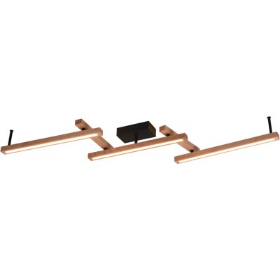 Ceiling lamp Trio Bellari 36W Angular Shape 180×14 cm. Integrated multicolor RGBW LED. Directional light. Remote control Living room and bedroom. Modern Style. Wood. Brown Color