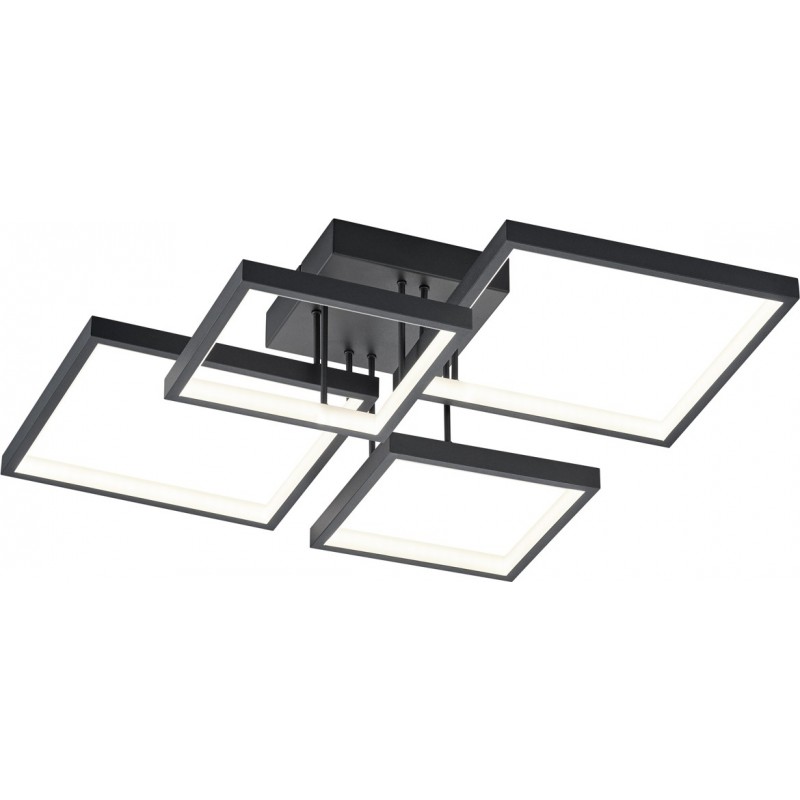 161,95 € Free Shipping | Ceiling lamp Trio Sorrento 24W 3000K Warm light. Square Shape 53×53 cm. Integrated LED Living room and bedroom. Modern Style. Metal casting. Black Color