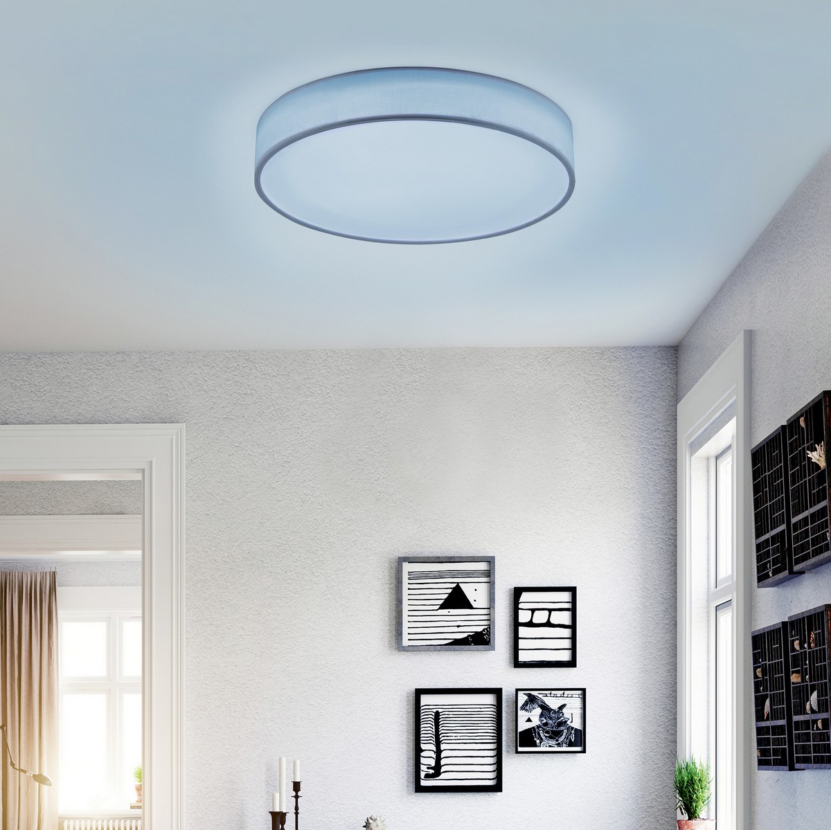 327,95 € Spedizione Gratuita | Plafoniera da interno Trio Diamo 45W Ø 75 cm. LED RGBW multicolore dimmerabile. Telecomando. Compatibile con WiZ Plastica e policarbonato. Colore bianca