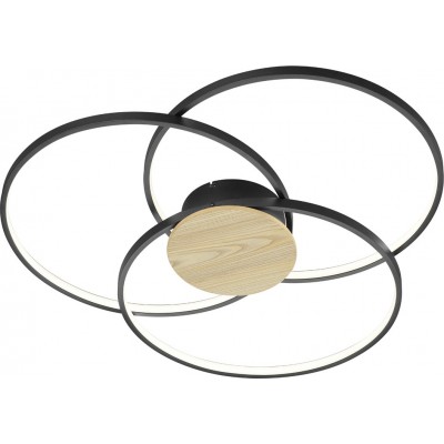 212,95 € Free Shipping | Ceiling lamp Trio Sedona 40W 3000K Warm light. Ø 80 cm. Integrated LED Living room and bedroom. Modern Style. Aluminum. Black Color