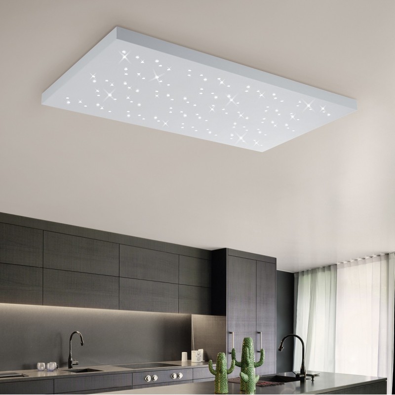 232,95 € Free Shipping | Indoor ceiling light Trio Titus 48W 110×60 cm. Dimmable multicolor RGBW LED. Remote control. Ceiling and wall mounting Living room and bedroom. Modern Style. Metal casting. White Color