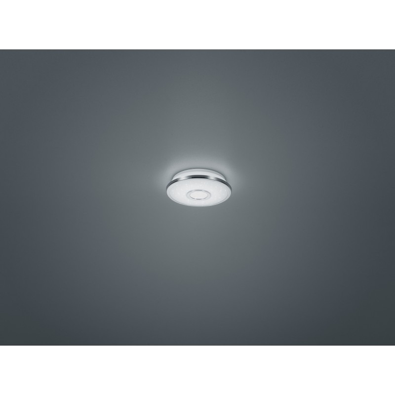 31,95 € Free Shipping | Indoor ceiling light Trio Osaka 12W 3000K Warm light. Ø 21 cm. Star effect. Integrated LED Living room and bedroom. Modern Style. Plastic and polycarbonate. Plated chrome Color