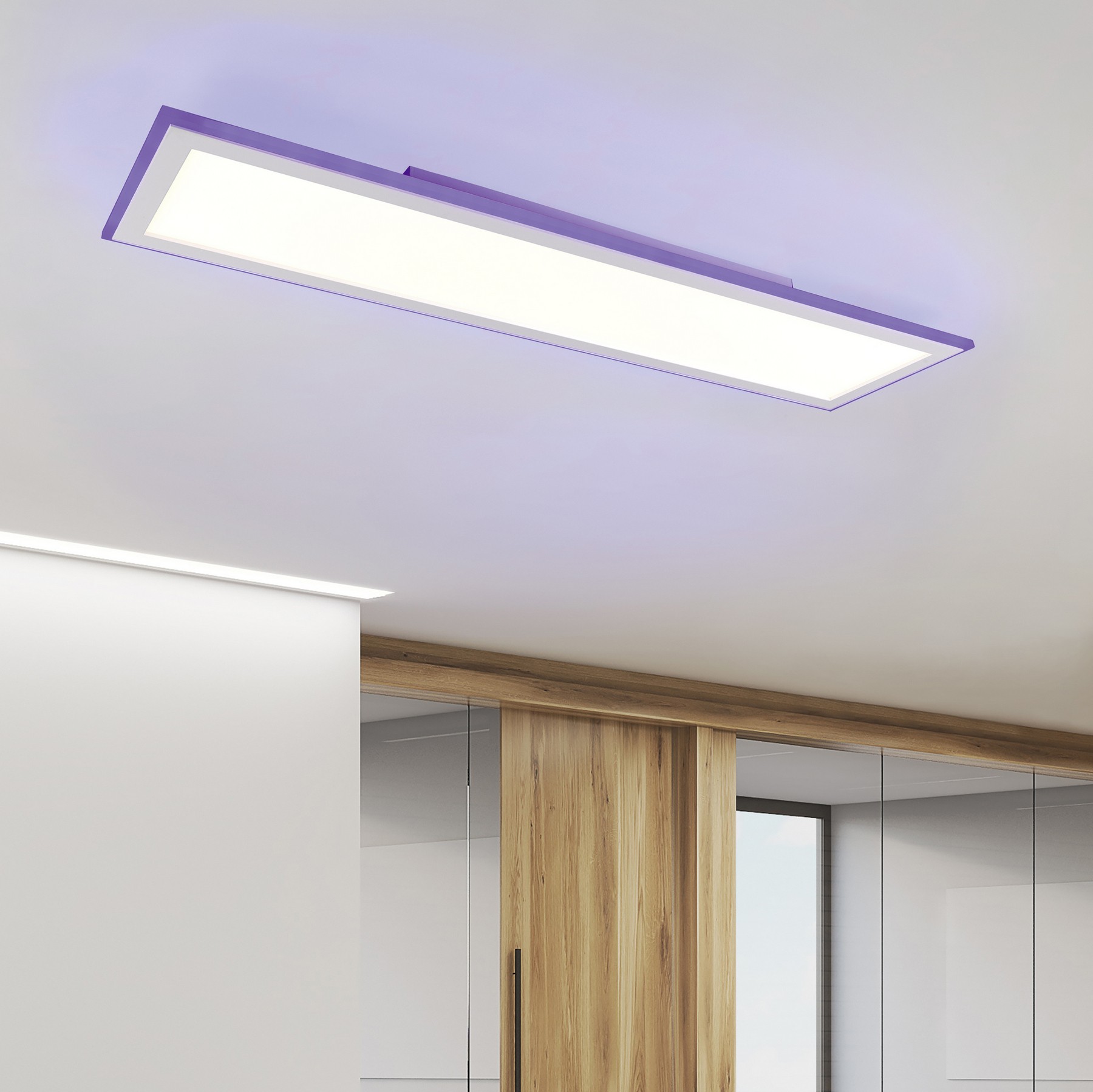 129,95 € Бесплатная доставка | Светодиодная панель Trio Columbia 38W LED 100×25 cm. Многоцветный светодиод RGBW с регулируемой яркостью. Дистанционное управление Пластик и поликарбонат. Белый Цвет