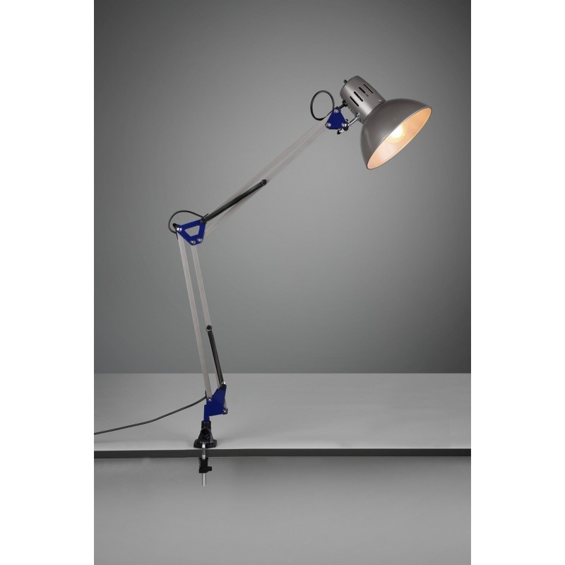 29,95 € Free Shipping | Desk lamp Trio Tajo Ø 17 cm. Flex. Clamp lamp Kids zone and office. Modern Style. Metal casting. Aluminum Color