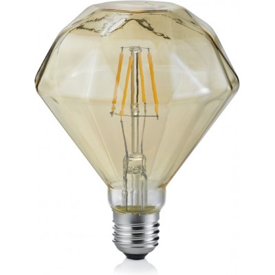 LED light bulb Trio Diamante 4W E27 LED 2700K Very warm light. Ø 11 cm. Living room and bedroom. Modern Style. Metal casting. Orange gold Color