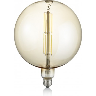 28,95 € Envío gratis | Bombilla LED Trio Globo 8W E27 LED 2700K Luz muy cálida. Ø 20 cm. Salón y dormitorio. Estilo moderno. Vidrio. Color oro anaranjado