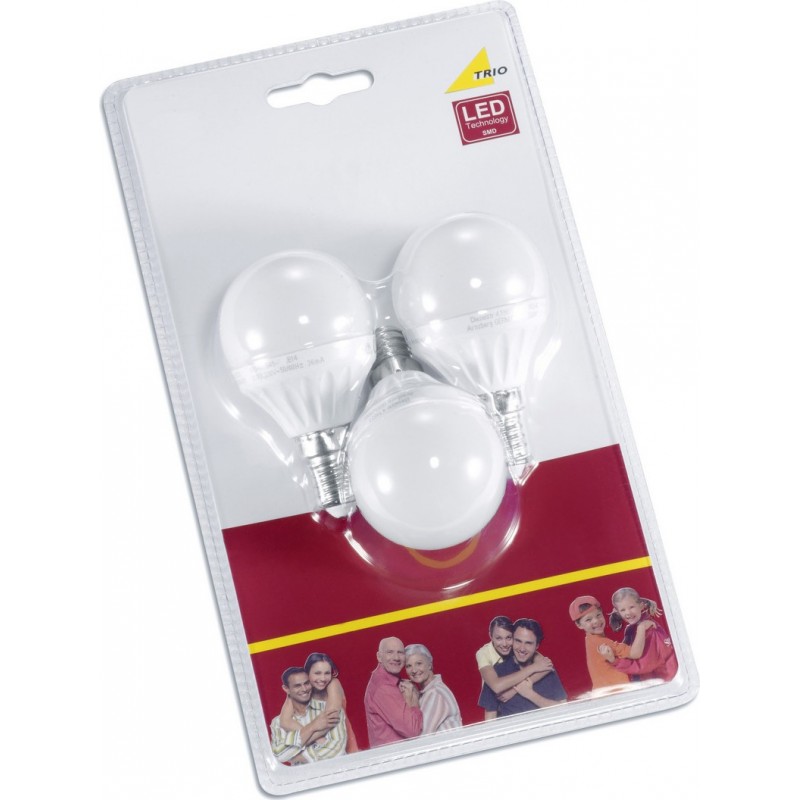 13,95 € Free Shipping | LED light bulb Trio Esfera 5W E14 LED 3000K Warm light. Ø 4 cm. Glass. White Color