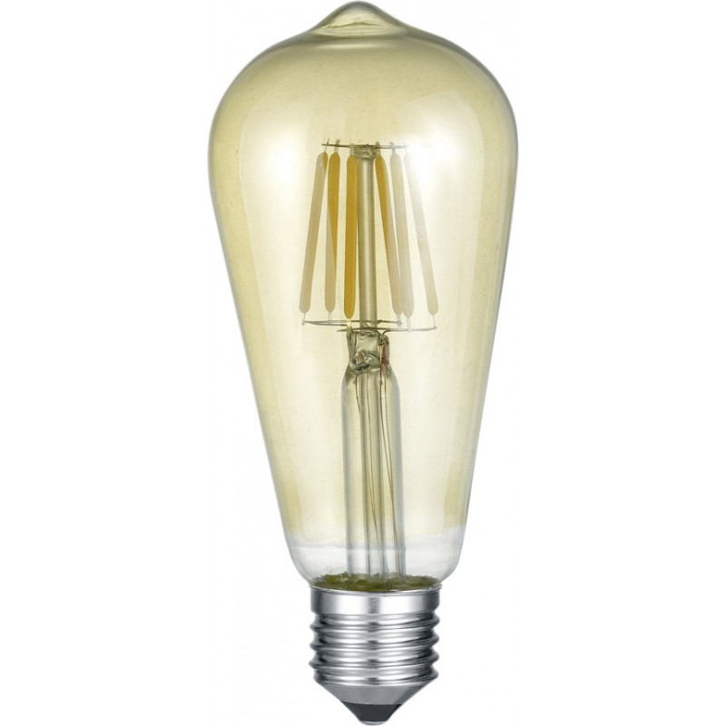 5,95 € Envío gratis | Bombilla LED Trio Prisma 6W E27 LED 2700K Luz muy cálida. Ø 6 cm. Metal. Color oro anaranjado