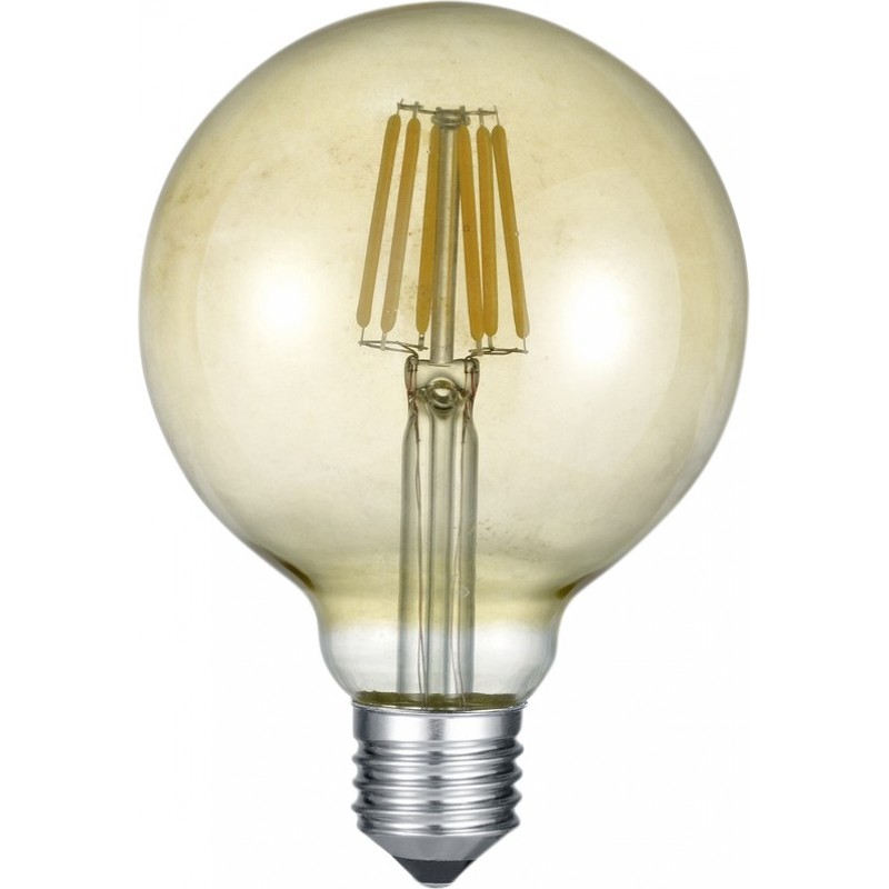 10,95 € Бесплатная доставка | Светодиодная лампа Trio Globo 6W E27 LED 2700K Очень теплый свет. Ø 9 cm. Современный Стиль. Металл. Оранжевое золото Цвет