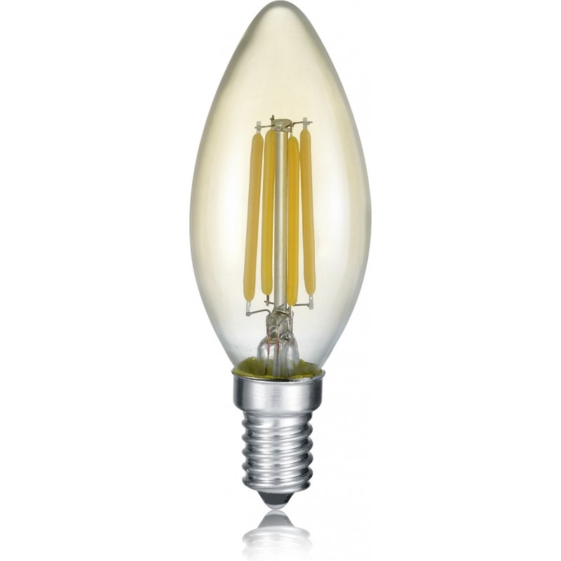8,95 € Envio grátis | Lâmpada LED Trio Vela 4W E14 LED 2700K Luz muito quente. Ø 3 cm. Estilo moderno. Vidro. Cor ouro laranja