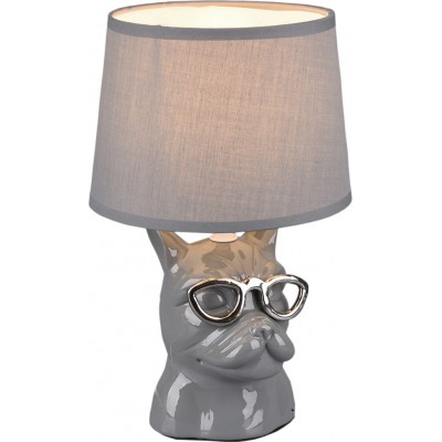 25,95 € Free Shipping | Table lamp Reality Dosy Ø 18 cm. Living room and bedroom. Modern Style. Ceramic. Gray Color