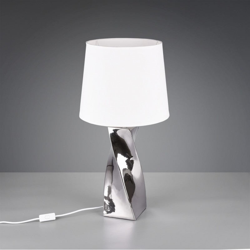 59,95 € Free Shipping | Table lamp Reality Abeba Ø 34 cm. Living room and bedroom. Modern Style. Ceramic. Silver Color