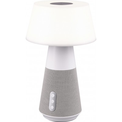 107,95 € Free Shipping | Table lamp Reality DJ 4.5W Ø 17 cm. White LED with adjustable color temperature. Touch function. Bluetooth speaker. USB connection Living room and bedroom. Modern Style. Plastic and polycarbonate. White Color