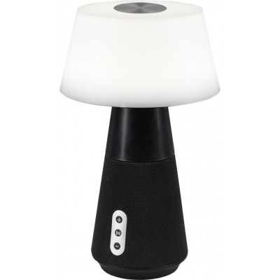 Lampe de table Reality DJ 4.5W Ø 17 cm. LED blanche à température de couleur réglable. Fonction tactile. Haut-parleur Bluetooth. Connexion USB Salle et chambre. Style moderne. Plastique et Polycarbonate. Couleur anthracite