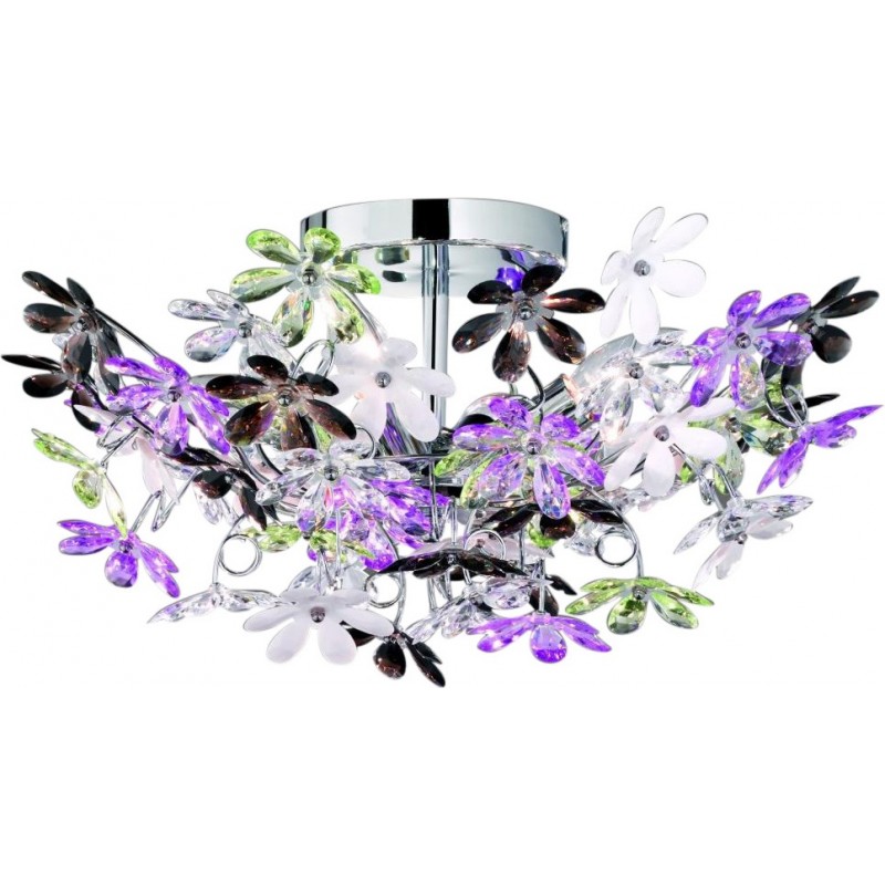 124,95 € Free Shipping | Ceiling lamp Reality Flower Spherical Shape Ø 51 cm. Living room and bedroom. Design Style. Metal casting. Plated chrome Color