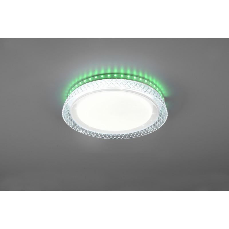 73,95 € Free Shipping | Indoor ceiling light Reality Thea 15W Ø 28 cm. Star effect. Dimmable multicolor RGBW LED. Remote control. Ceiling and wall mounting Living room and bedroom. Modern Style. Plastic and polycarbonate. White Color