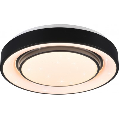 Indoor ceiling light Reality Mona 20W Round Shape Ø 38 cm. Star effect. Dimmable multicolor RGBW LED. WiZ Compatible Living room and bedroom. Modern Style. Metal casting. Black Color