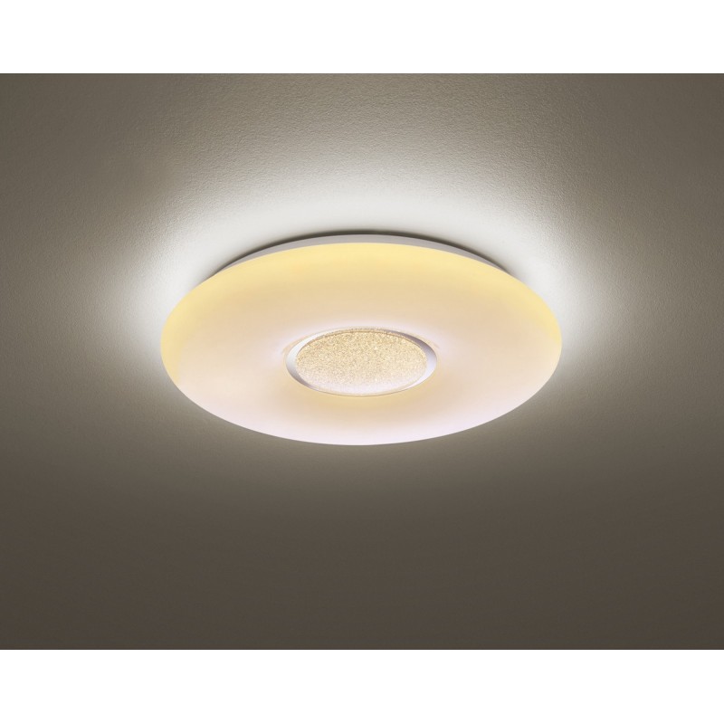 69,95 € Free Shipping | Indoor ceiling light Reality Akina 21W Ø 41 cm. Dimmable multicolor RGBW LED. Remote control. Ceiling and wall mounting Living room and bedroom. Modern Style. Plastic and polycarbonate. White Color