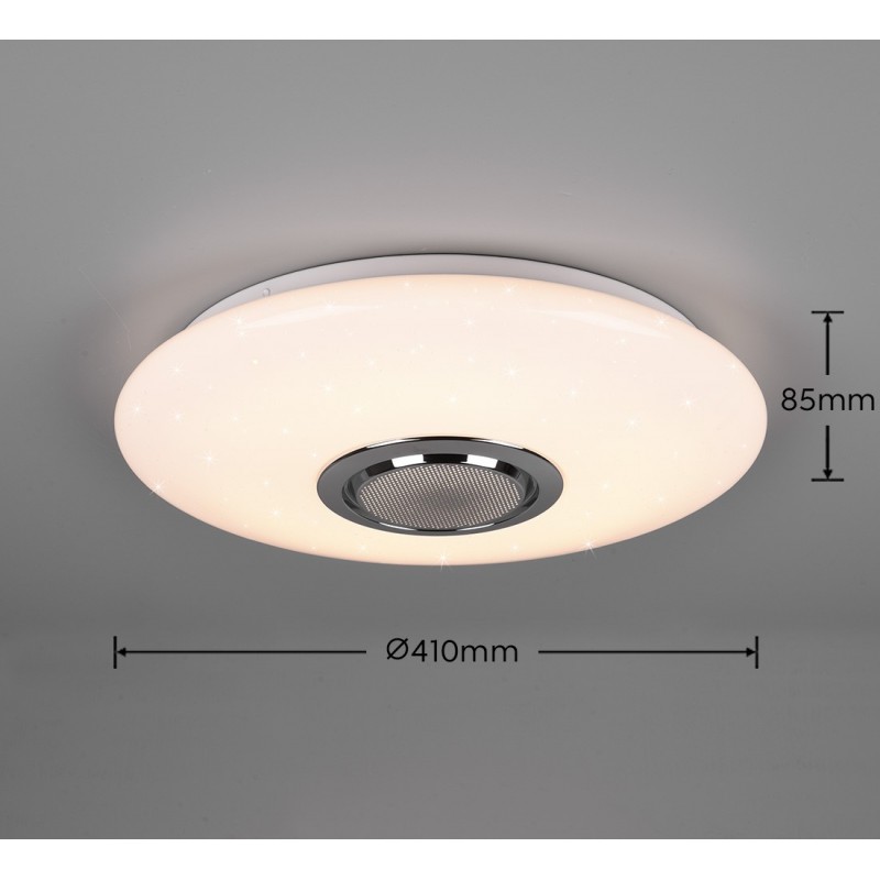 98,95 € Free Shipping | Indoor ceiling light Reality Musica 15.5W Ø 41 cm. Star effect. Dimmable multicolor RGBW LED. Remote control. Bluetooth speaker. Ceiling and wall mounting Living room and bedroom. Modern Style. Plastic and polycarbonate. White Color