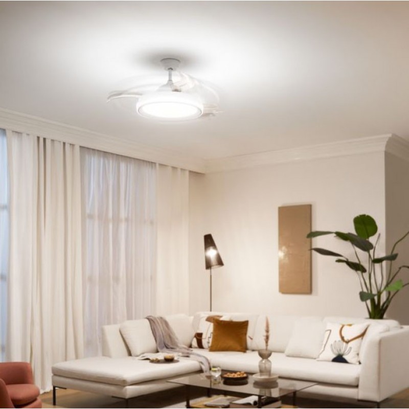 239,95 € Free Shipping | Ceiling fan with light Philips Bliss 63W Round Shape Ø 51 cm. DC Direct Current Motor Living room, dining room and office. Design Style. White Color