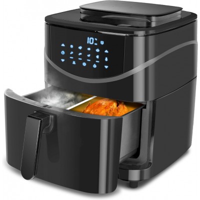 177,95 € Free Shipping | Kitchen appliance 1700W 41×40 cm. 2 in 1 air fryer. Steamer. LED touch screen. Preprogrammed menus. Pumping and cleaning function ABS and PMMA. Black Color