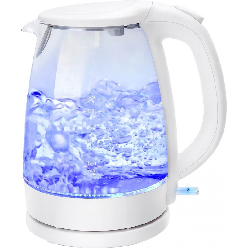 21,95 € Free Shipping | Kitchen appliance 2200W 24×22 cm. Electric water kettle. Borosilicate glass. LED lighting. Anti-lime filter. Security system. 1.7 liters PMMA and Glass. White Color