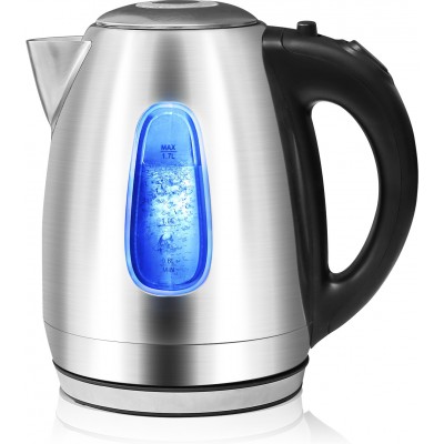 кухонный прибор 2200W 23×22 cm. Электрический чайник со светодиодной подсветкой. Система защиты от сухого закипания. 1,7 литра Нержавеющая сталь. Серебро Цвет