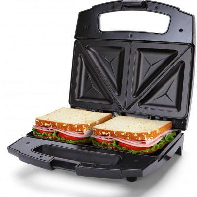 17,95 € Kostenloser Versand | Küchengerät 800W 23×22 cm. Sandwich-Maker. Antihaft-Beschichtung. stehende Lagerung Schwarz Farbe