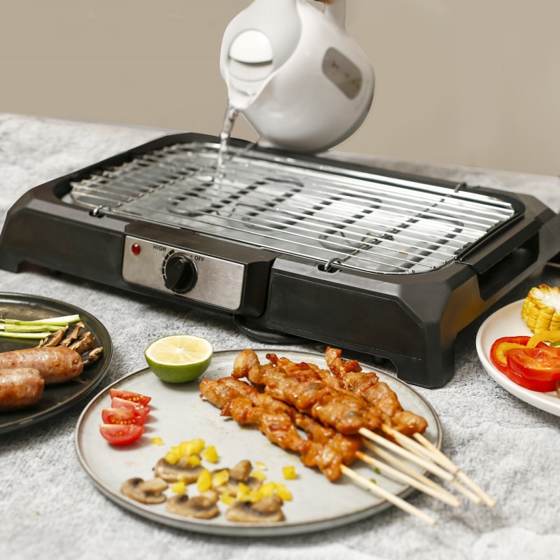 36,95 € Free Shipping | Kitchen appliance 2000W 50×35 cm. Barbecue Electric Grill. System for use with anti-smoke water. non-stick dishwasher safe Black Color