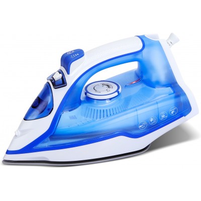 25,95 € Free Shipping | Home appliance 2400W 28×15 cm. Steam iron. Non-stick ceramic. Self-cleaning, anti-lime and anti-drip system. Steam or dry ironing ABS, PMMA and Polycarbonate. Blue Color