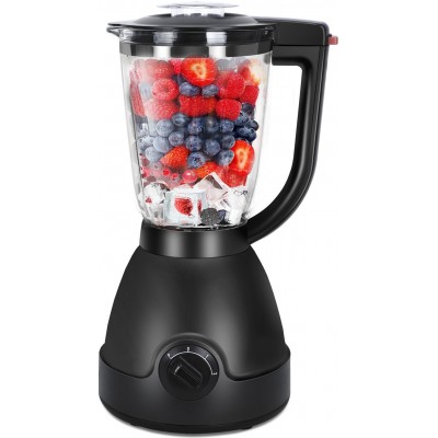 Kitchen appliance 1000W 40×22 cm. American glass blender. 6 blade blades. 2 speeds. Ice pick. 1.5 liters Stainless steel, PMMA and Glass. Black Color