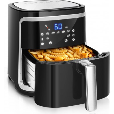 Electrodoméstico de cocina 1900W 42×35 cm. Freidora de aire sin aceite. Panel LED táctil. 7 Litros PMMA. Color negro