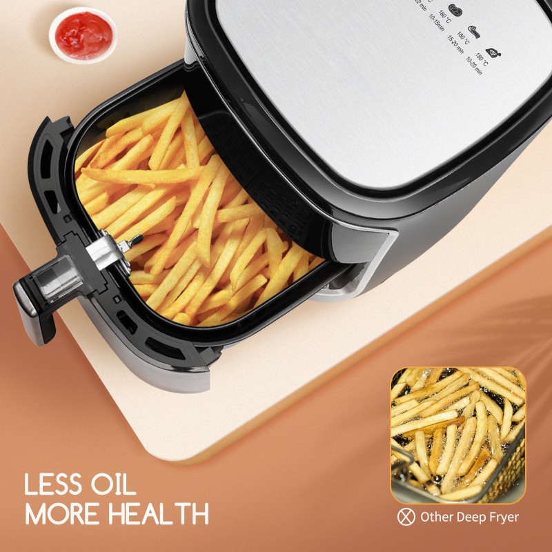 101,95 € Free Shipping | Kitchen appliance 1900W 42×35 cm. Oil free air fryer. Touch LED panel. 7 liters PMMA. Black Color