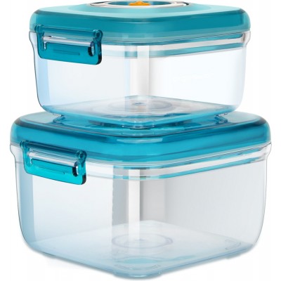 Küchengerät Behälter für Vakuumverpackungen. Set mit 2 Einheiten in verschiedenen Größen ABS und Polycarbonat. Blau Farbe