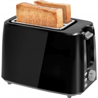 Electrodoméstico de cocina 750W 26×18 cm. Tostadora de 2 rebanadas. 7 niveles de tostado. Función descongelación y recalentar PMMA. Color negro