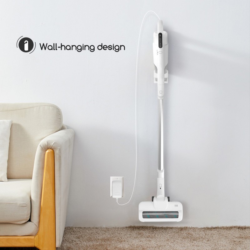 129,95 € Free Shipping | Kitchen appliance 150W 114×25 cm. Cordless vertical broom vacuum cleaner with LED lighting for dark areas ABS and PMMA. White Color