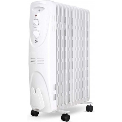 Heater 2300W 64×53 cm. Portable oil cooler with wheels. 11 elements. 3 power settings and thermostatic temperature control Steel. White Color