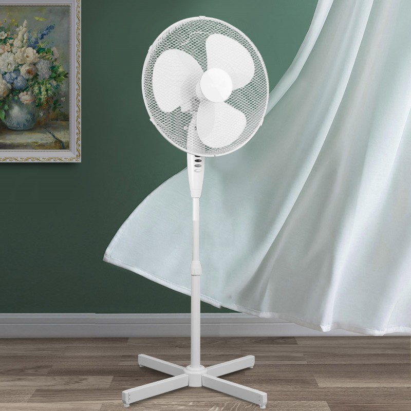 29,95 € Free Shipping | Pedestal fan 50W 120×60 cm. oscillating PMMA. White Color