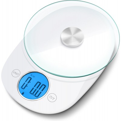 Kitchen appliance 21×13 cm. Digital kitchen scale. Large LCD screen. touch control tare function Glass. White Color